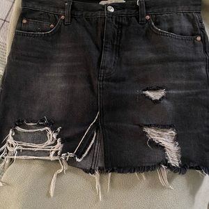 We The Free black distressed jean skirt